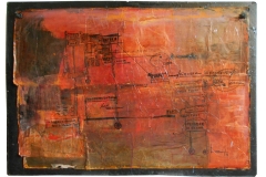 'Rosso scritto'-2017-acrilico e inchiostri su carte e mdf-cm 114x80