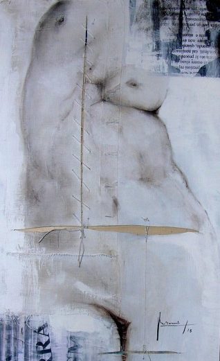 la-madre-antica-2013-olio-inchiostri-e-acrilico-su-carte-e-tela-100x50