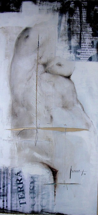 la-madre-antica-2013-olio-inchiostri-e-acrilico-su-carte-e-tela-100x50